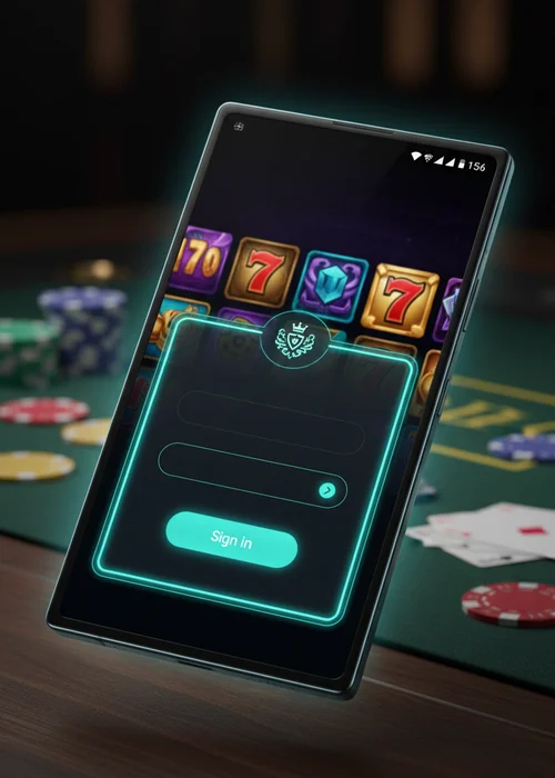 Aura Casino login interface showing secure email and password fields for easy and protected player access.